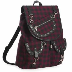 Banned Alternative Sac à Dos - Yamy Tartan Burgundy -T-Shirts soldes banned alternative sac r dos yamy tartan burgundy3