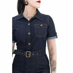 Combinaison Denim Queen Kerosin - Salopette Rincée Bleu Foncé -T-Shirts soldes combinaison denim queen kerosin salopette rincee bleu fonce3