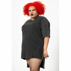 KILLSTAR Longline T-Shirt - Flint -T-Shirts soldes killstar longline t shirt flint 25