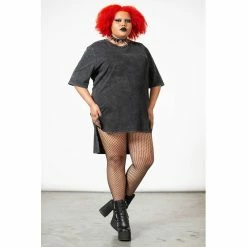 KILLSTAR Longline T-Shirt - Flint -T-Shirts soldes killstar longline t shirt flint 26