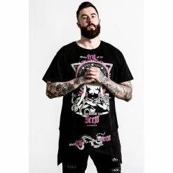 Killstar Unisex Longline T-Shirt - Meditate -T-Shirts soldes killstar unisex longline t shirt meditate 25