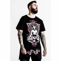Killstar Unisex Longline T-Shirt - Meditate -T-Shirts soldes killstar unisex longline t shirt meditate 26