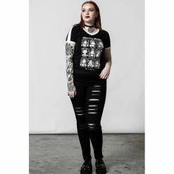 Killstar V-Neck T-Shirt - Moody -T-Shirts soldes killstar v neck t shirt moody 12