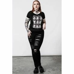 Killstar V-Neck T-Shirt - Moody -T-Shirts soldes killstar v neck t shirt moody 13