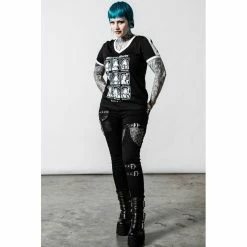 Killstar V-Neck T-Shirt - Moody -T-Shirts soldes killstar v neck t shirt moody 16