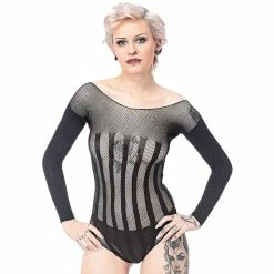 Queen Of Darkness Mesh Body - Fishnet Stripes