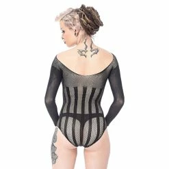 Queen Of Darkness Mesh Body - Fishnet Stripes -T-Shirts soldes queen of darkness mesh body fishnet stripes3