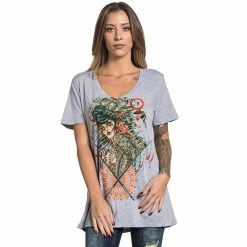 Sullen Clothing T-shirt Col V Femme - Voyage -T-Shirts soldes sullen clothing t shirt col v femme voyage3