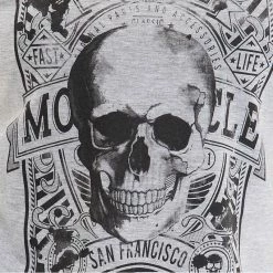 T-Shirt Queen Kerosin - Crâne Vintage Gris Clair -T-Shirts soldes t shirt queen kerosin crane vintage gris clair3