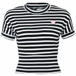 T-shirt Queen Kerosin - Crop Top Noir & Blanc -T-Shirts soldes t shirt queen kerosin crop top noir amp blanc3