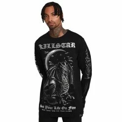 T-shirt à Manches Longues Killstar - Firebreather -T-Shirts soldes t shirt r manches longues killstar firebreather2